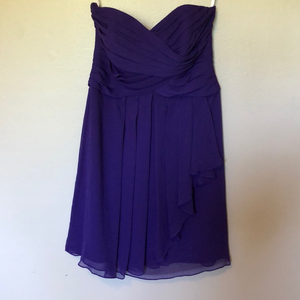 ❗️SALE ❗️ Purple Chiffon Bridesmaid Mini Dress - Picture 4 of 10